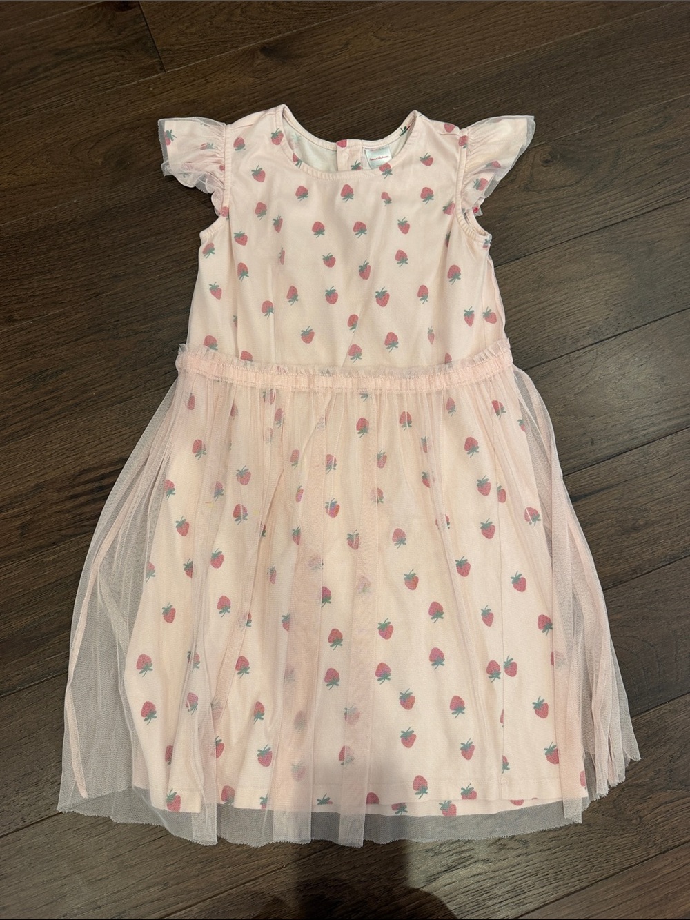 Hanna Andersson Pink Strawberry Print Tulle Dress Size 12 - C11-747